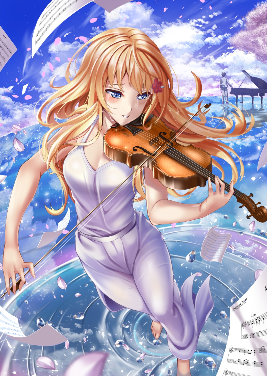 cleavage, dress, hasaya, miyazono_kaori, shigatsu_wa_kimi_no_uso