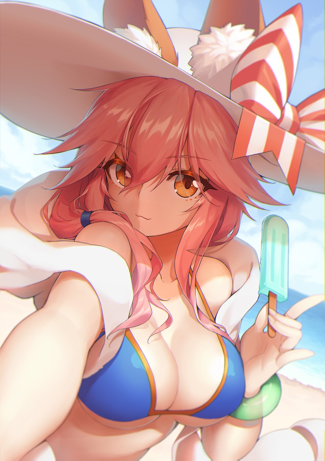 animal_ears, bikini_top, cleavage, fate/extra, fate/grand_order, fate/stay_night, moku, swimsuits, tamamo_no_mae, underboob