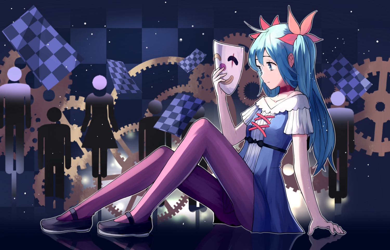 dress, hatsune_miku, karakuri_pierrot_(vocaloid), pantyhose, siji_(szh5522), vocaloid