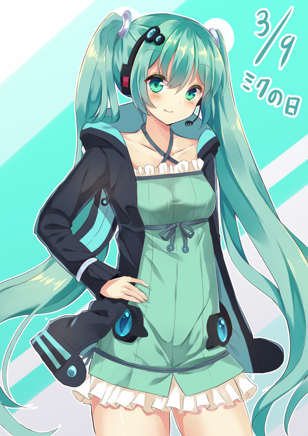 dress, hatsune_miku, headphones, hopepe, vocaloid