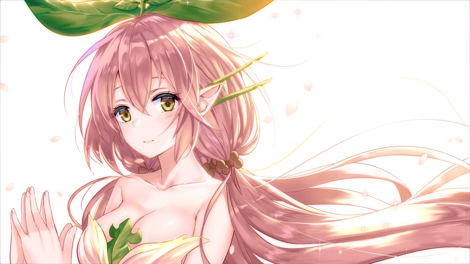 cleavage, granblue_fantasy, jun_project, pointy_ears, wallpaper, yggdrasill_(granblue_fantasy)