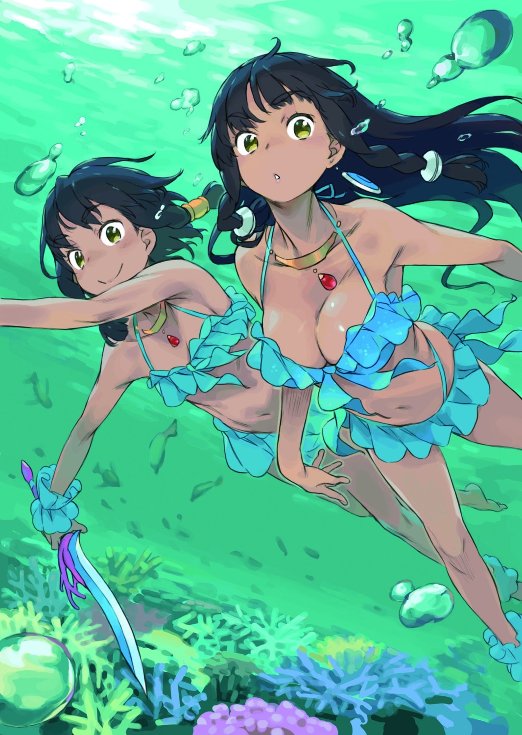 bikini, cleavage, dungeon_ni_deai_wo_motomeru_no_wa_machigatteiru_darou_ka, haimura_kiyotaka, swimsuits, sword, sword_oratoria, tiona_hiryute