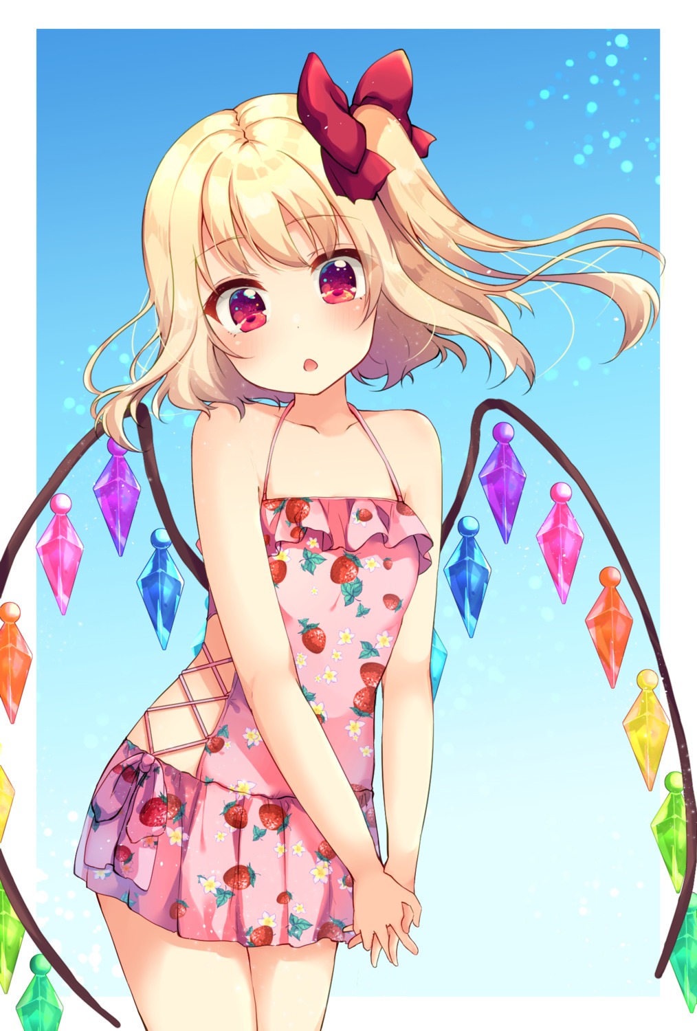 flandre_scarlet, suzu_(minagi), swimsuits, touhou, wings