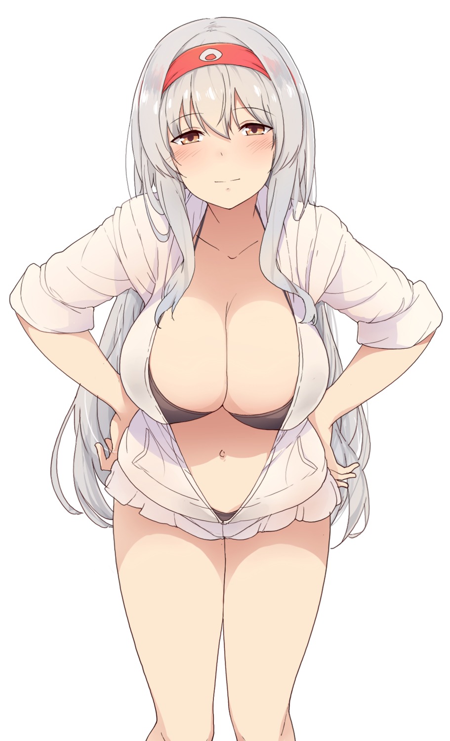 bikini, cleavage, kantai_collection, open_shirt, shoukaku_(kancolle), suisen_toire_(moko924), swimsuits