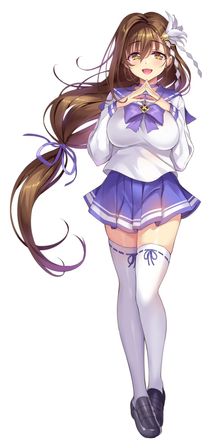 kanpani_girls, seifuku, senri_gan, shirayuri_sakura, thighhighs