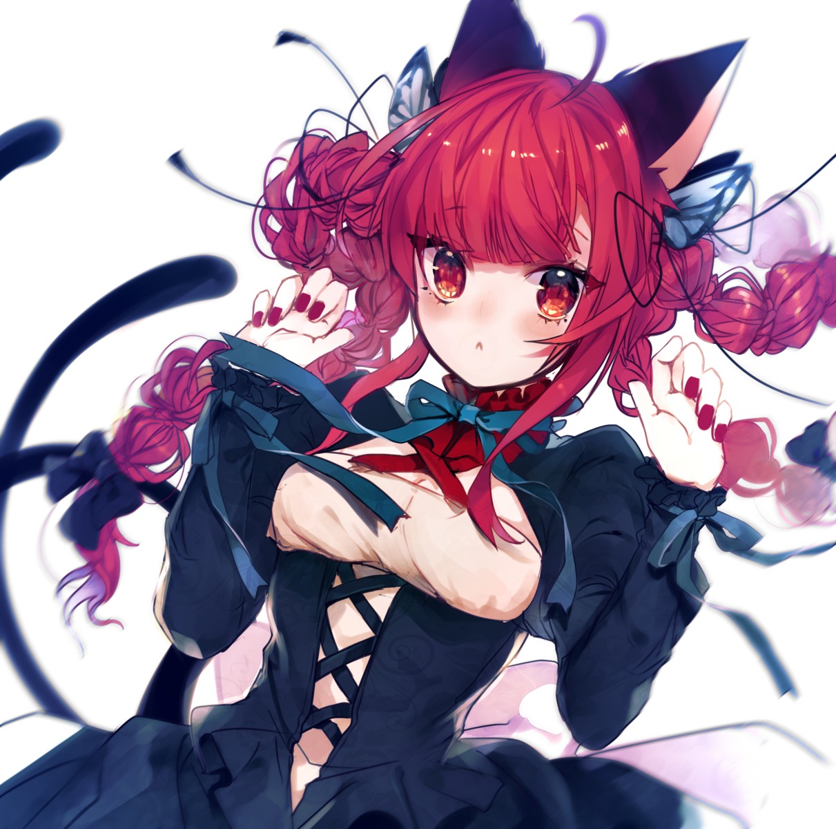animal_ears, daimaou_ruaeru, dress, kaenbyou_rin, nekomimi, tail, touhou