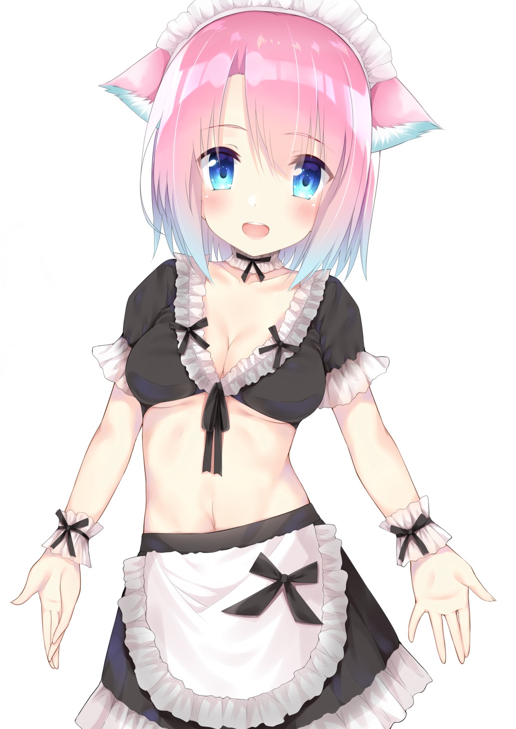 animal_ears, cleavage, go-1, maid, miruku_(go-1), underboob