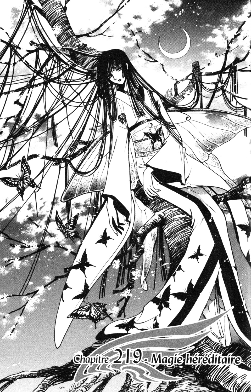 clamp, ichihara_yuuko, kimono, monochrome, xxxholic