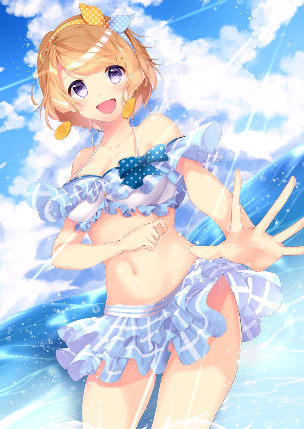 bikini, cleavage, koizumi_hanayo, love_live!, love_live!_(series), sakamiya_tsuto, swimsuits