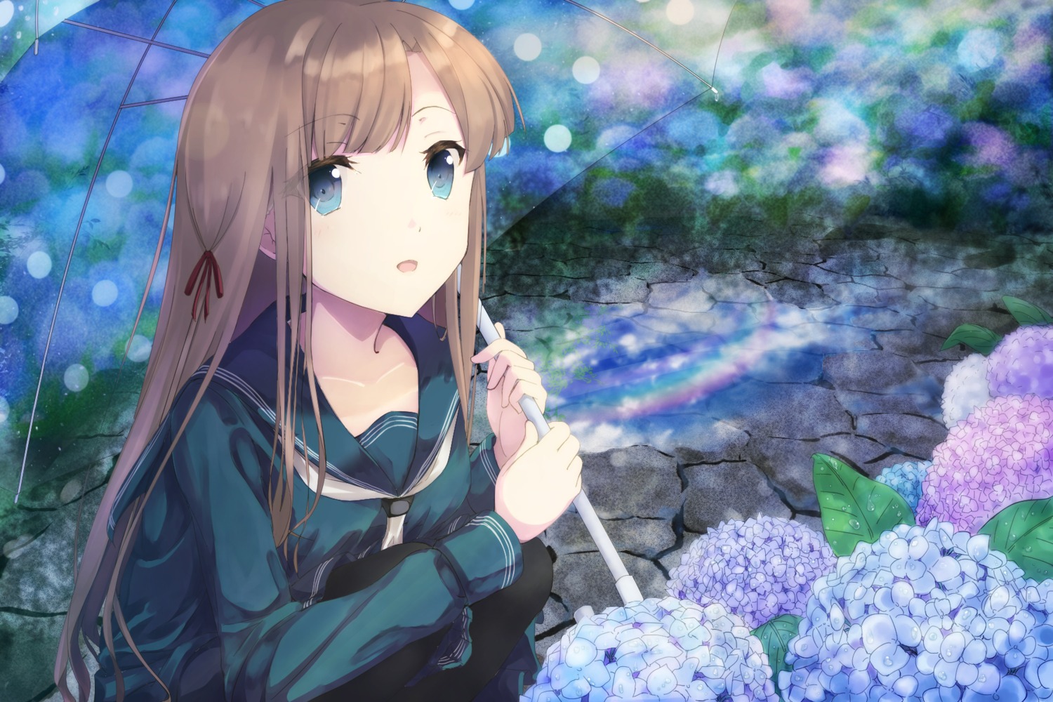 jankudou, seifuku, umbrella
