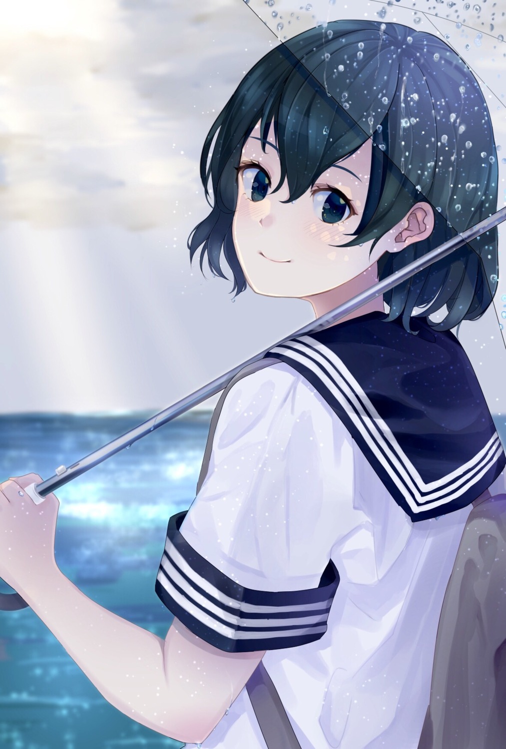 ancolatte_(onikuanco), kaban_(kemono_friends), kemono_friends, seifuku, umbrella