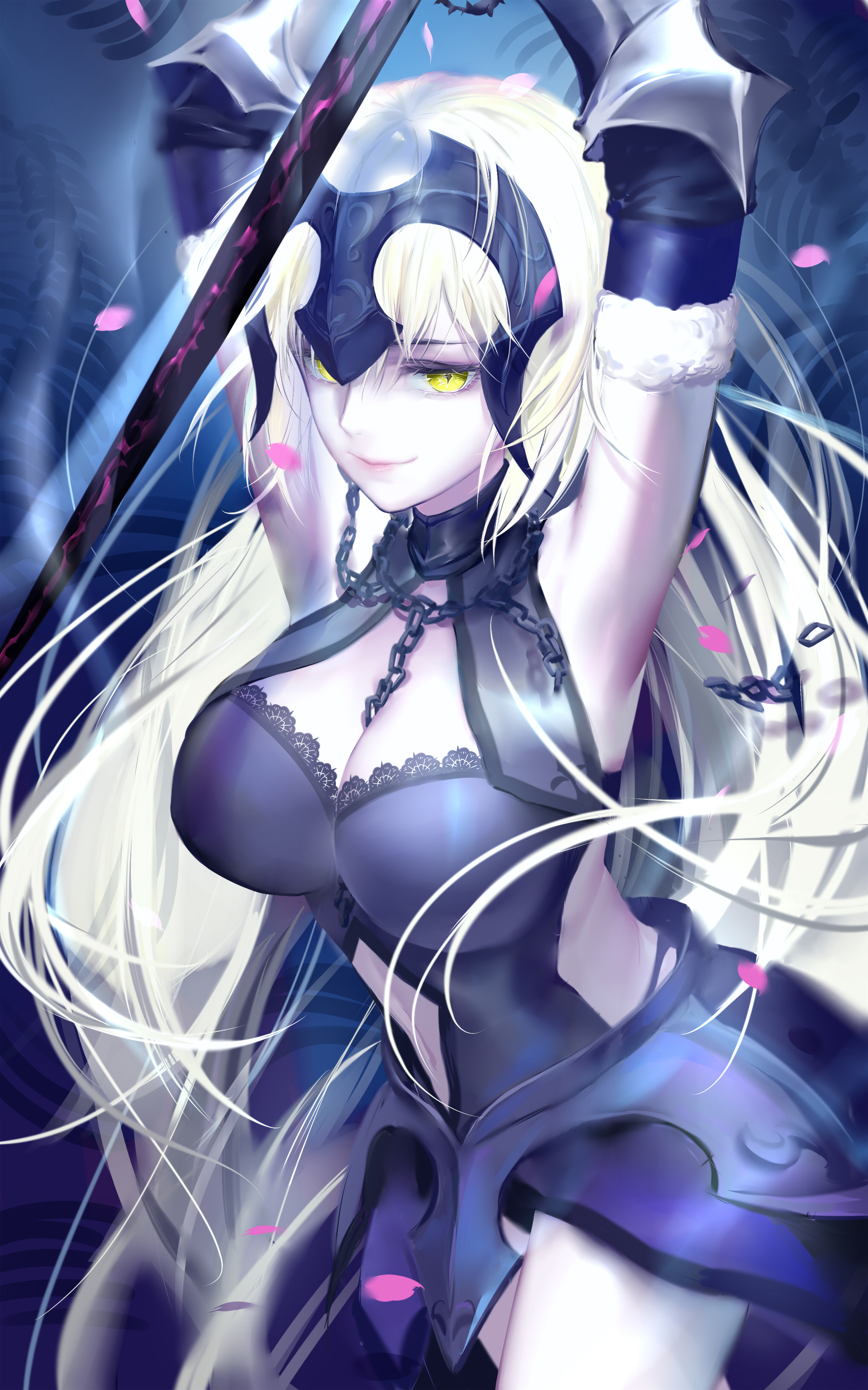 armor, cleavage, dress, fate/grand_order, jeanne_d'arc, jeanne_d'arc_alter_(fate), qidai, sword