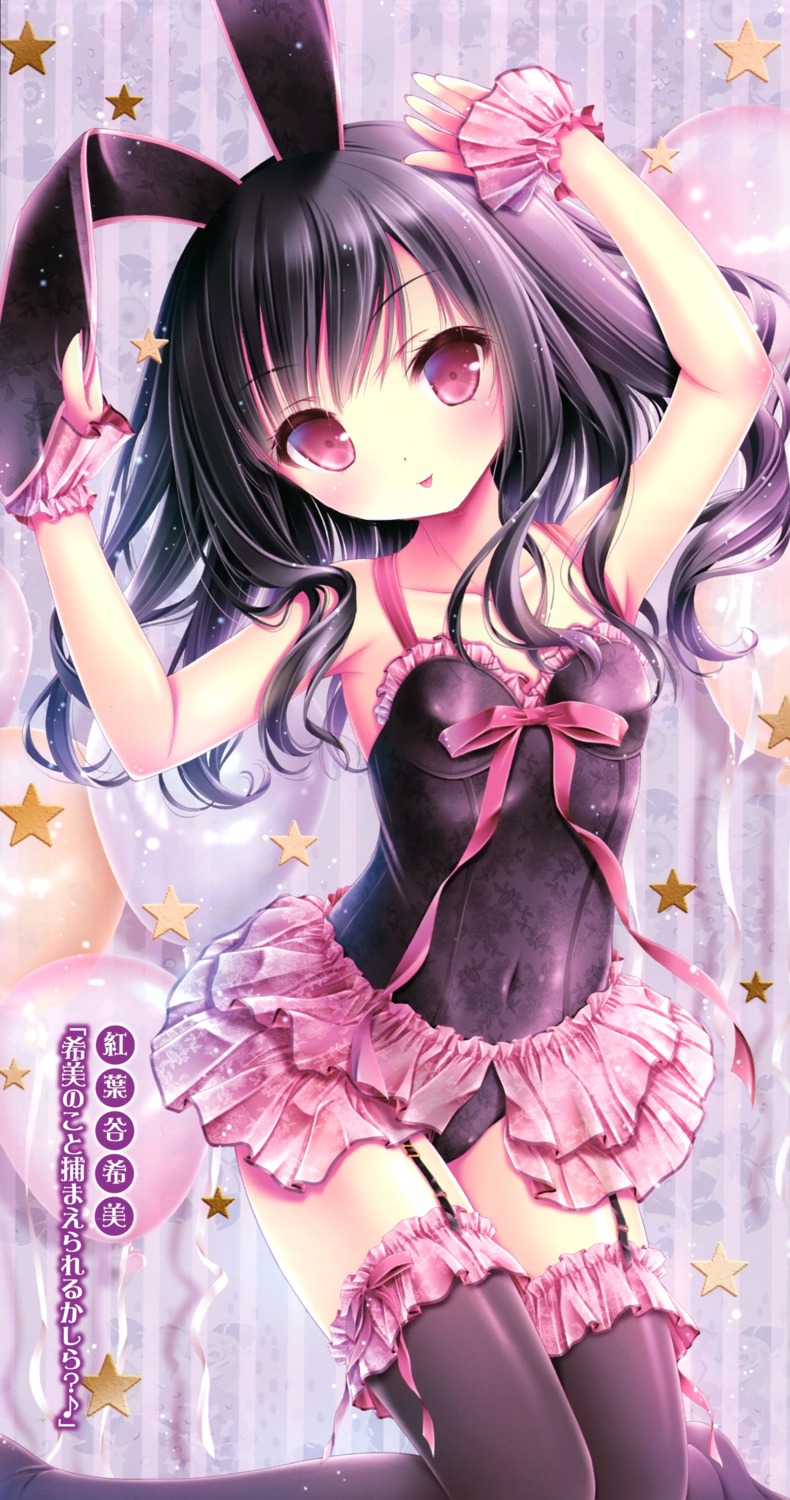 animal_ears, bunny_ears, bunny_girl, momijidani_nozomi, stockings, tenshi_no_three_piece!, thighhighs, tinkle