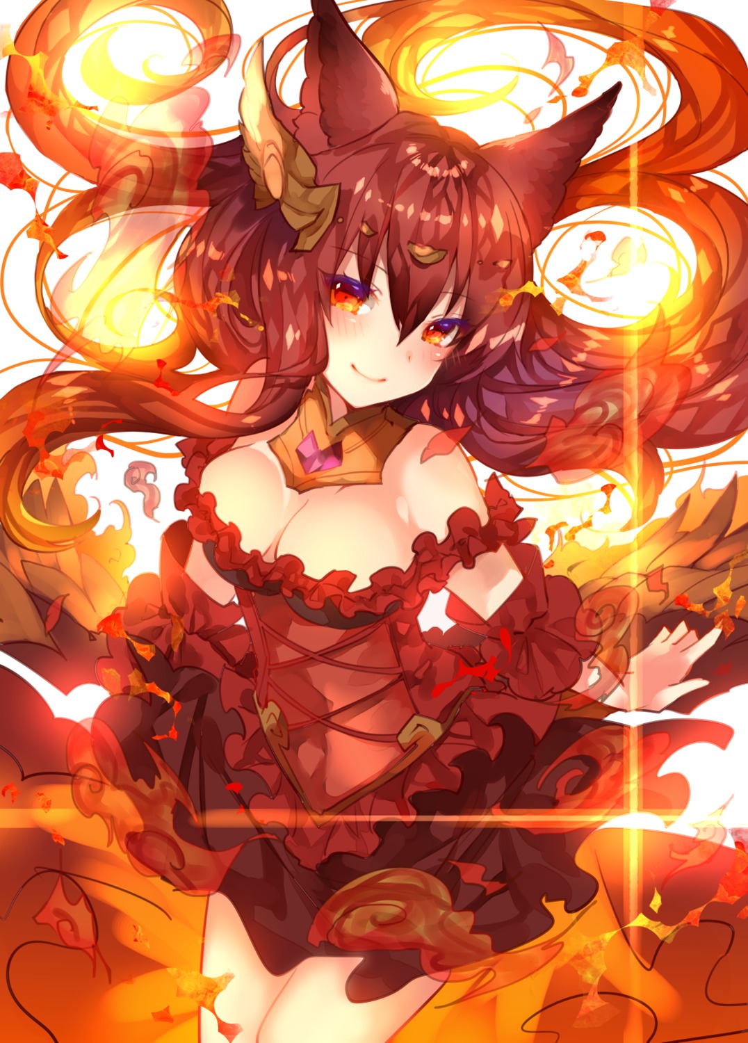 animal_ears, anthuria_(granblue_fantasy), cleavage, dress, granblue_fantasy, sweetroad