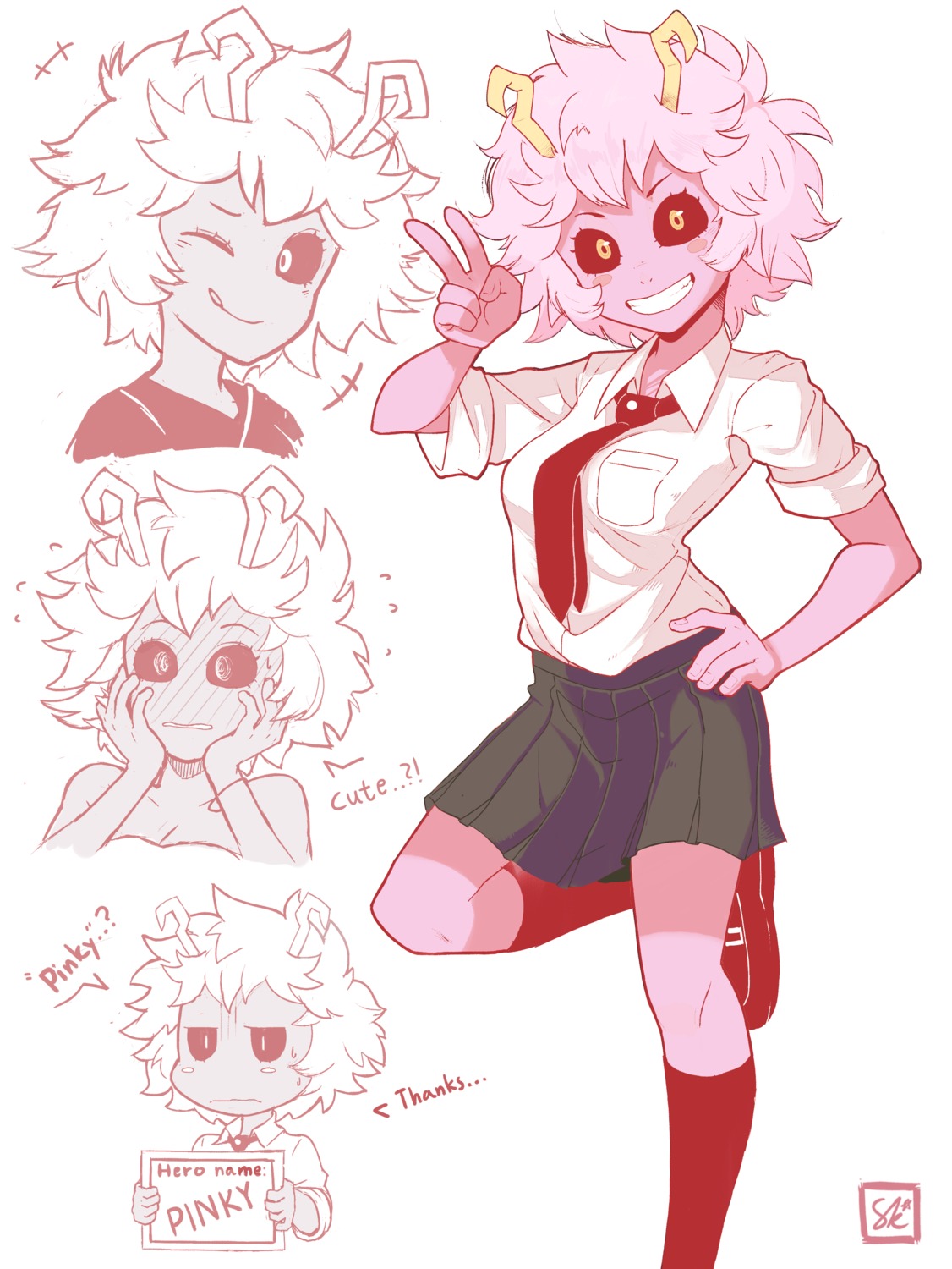 ashido_mina, boku_no_hero_academia, horns, sally_(luna-arts), seifuku