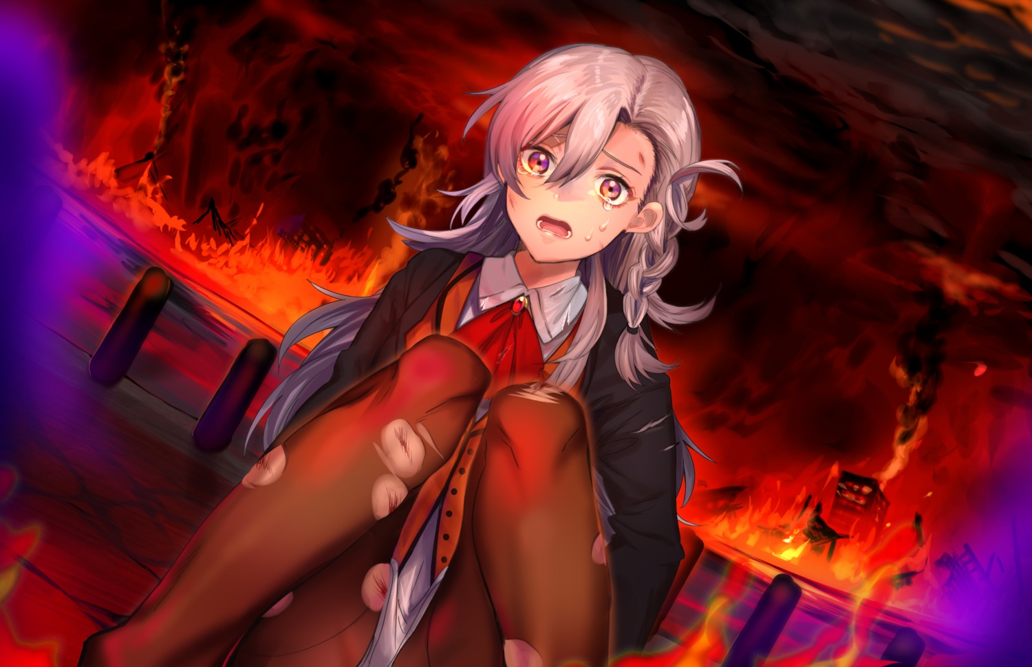 dress, fate/grand_order, nochita_shin, olga_marie_animusphere, pantyhose, torn_clothes