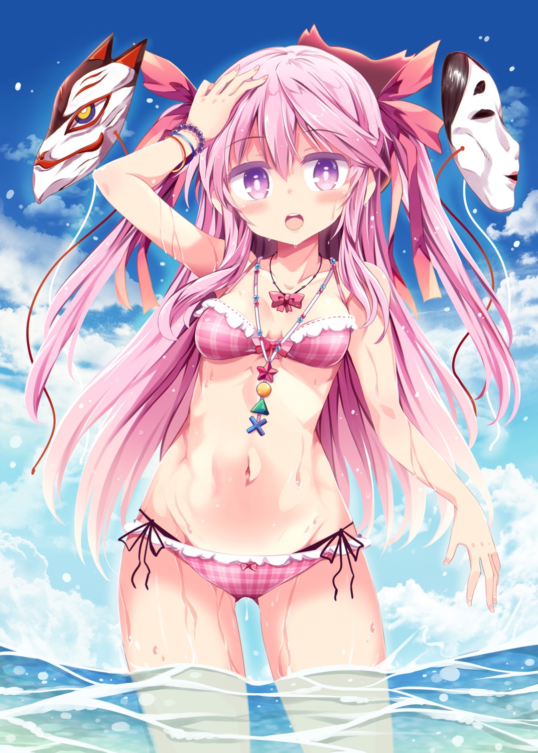 bikini, cleavage, hata_no_kokoro, matsuri_uta, swimsuits, touhou, wet