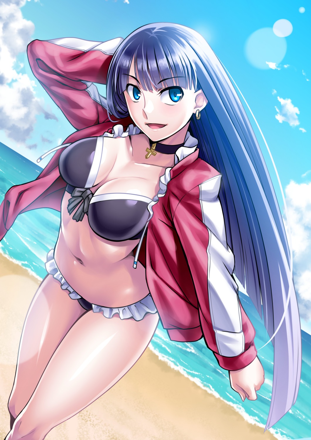 bikini, cleavage, fate/grand_order, imada_kozue, open_shirt, saint_martha, swimsuits