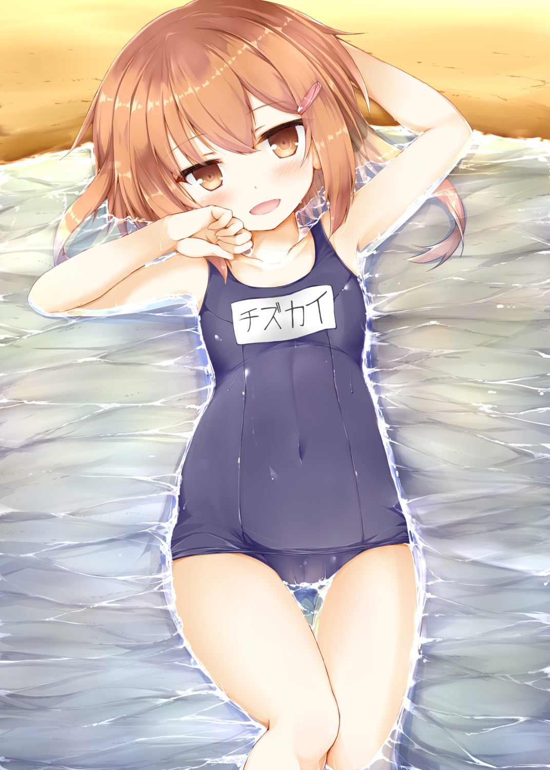 ikazuchi_(kancolle), kantai_collection, nanpuu, school_swimsuit, swimsuits, wet