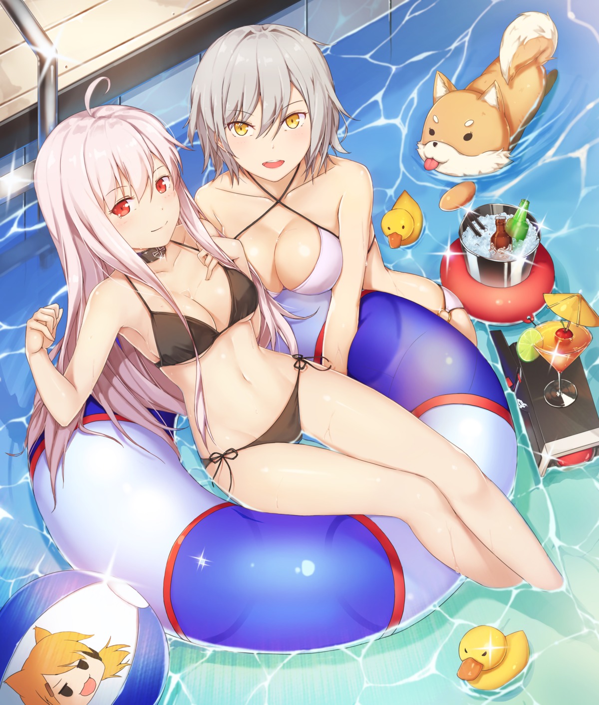 bikini, cleavage, girls_frontline, hallohi, kar98k_(girls_frontline), swimsuits, vector_(girls_frontline), wet
