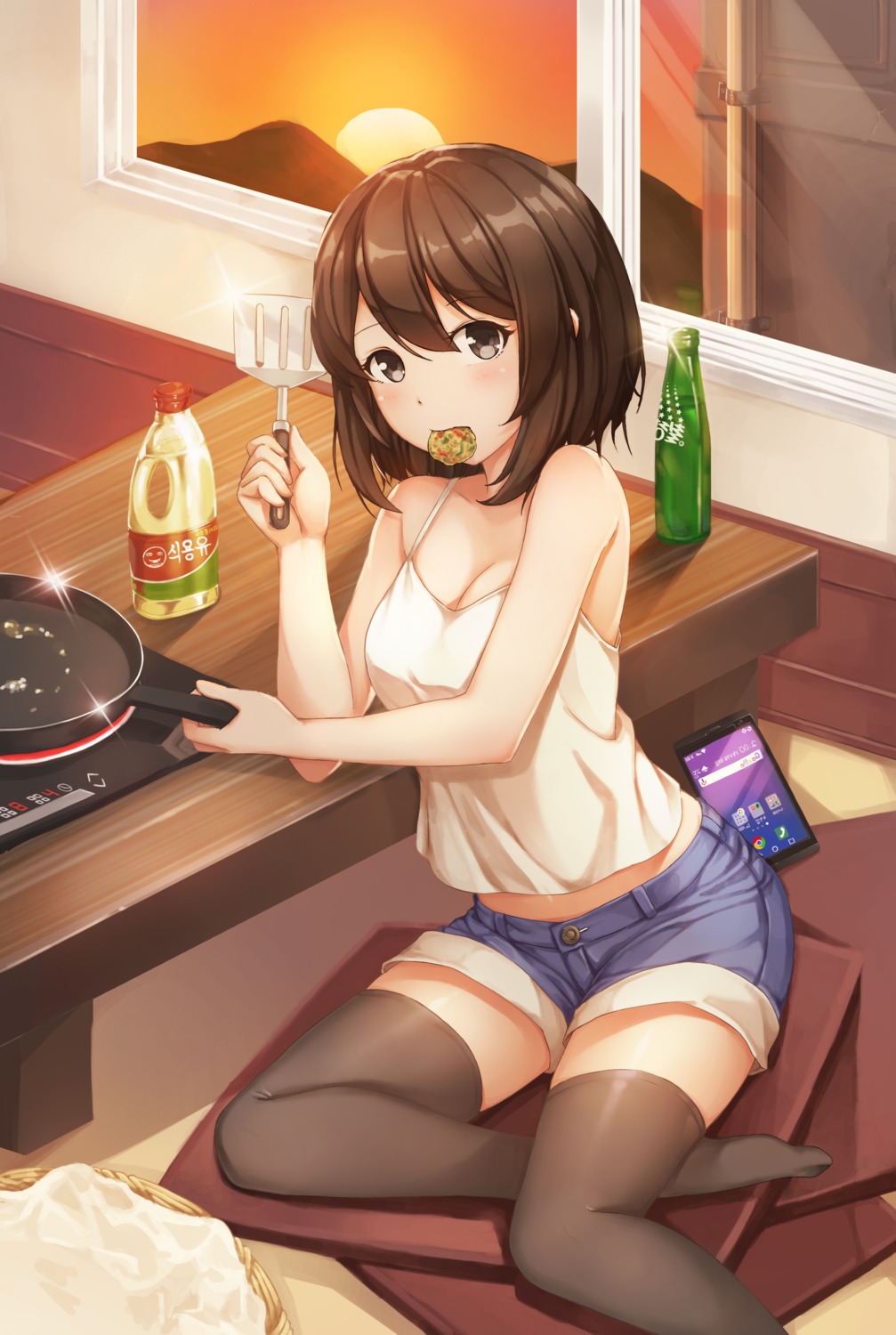 cleavage, hallohi, thighhighs