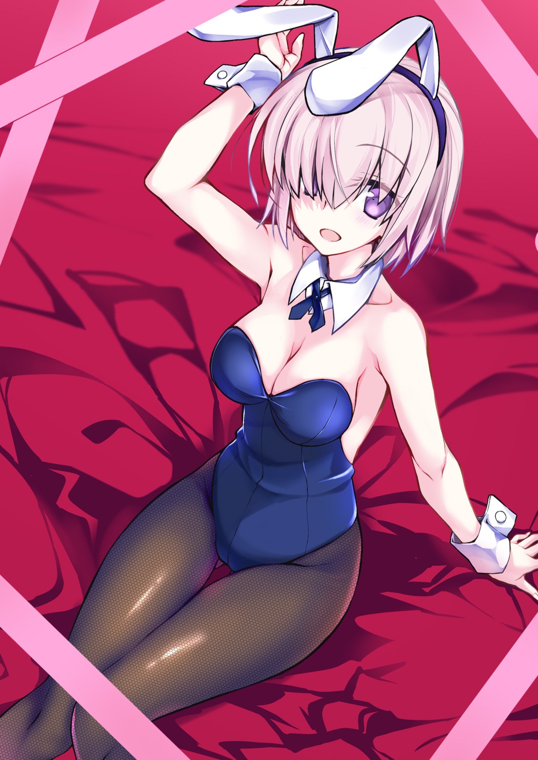 animal_ears, bunny_ears, bunny_girl, cleavage, fate/grand_order, fishnets, mash_kyrielight, pantyhose