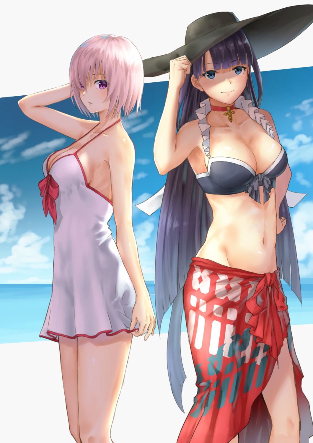 bikini_top, cleavage, dress, fate/grand_order, mash_kyrielight, saint_martha, sugi87, swimsuits