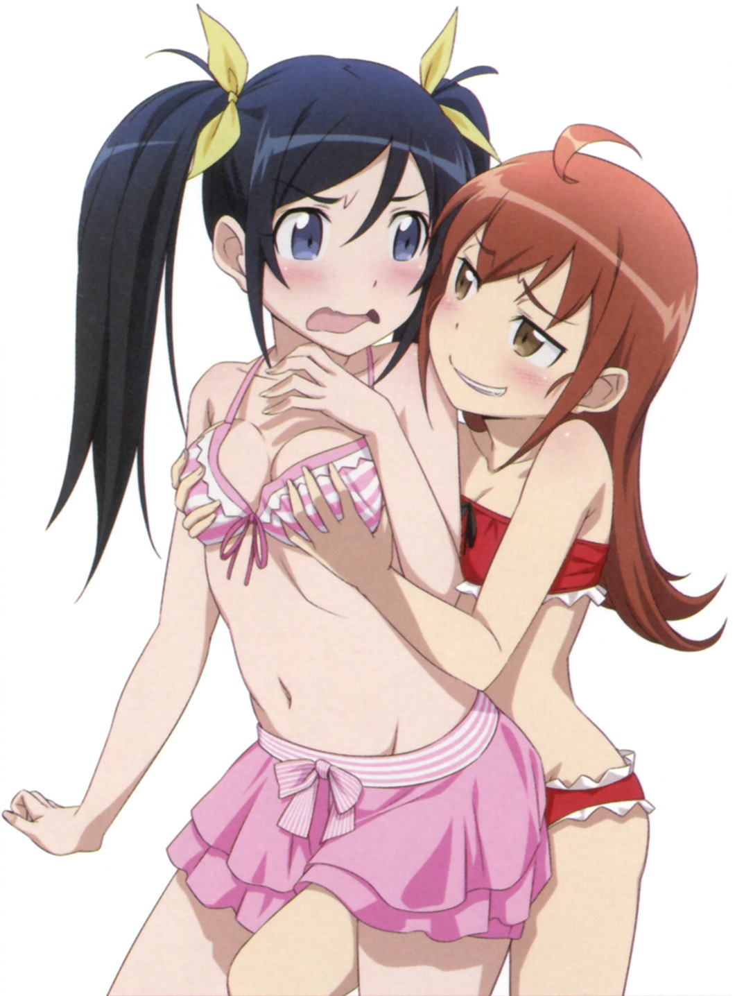 aragaki_ayase, bikini, breast_grab, cleavage, gotou_nozomu, kurusu_kanako, ore_no_imouto_ga_konnani_kawaii_wake_ga_nai, swimsuits