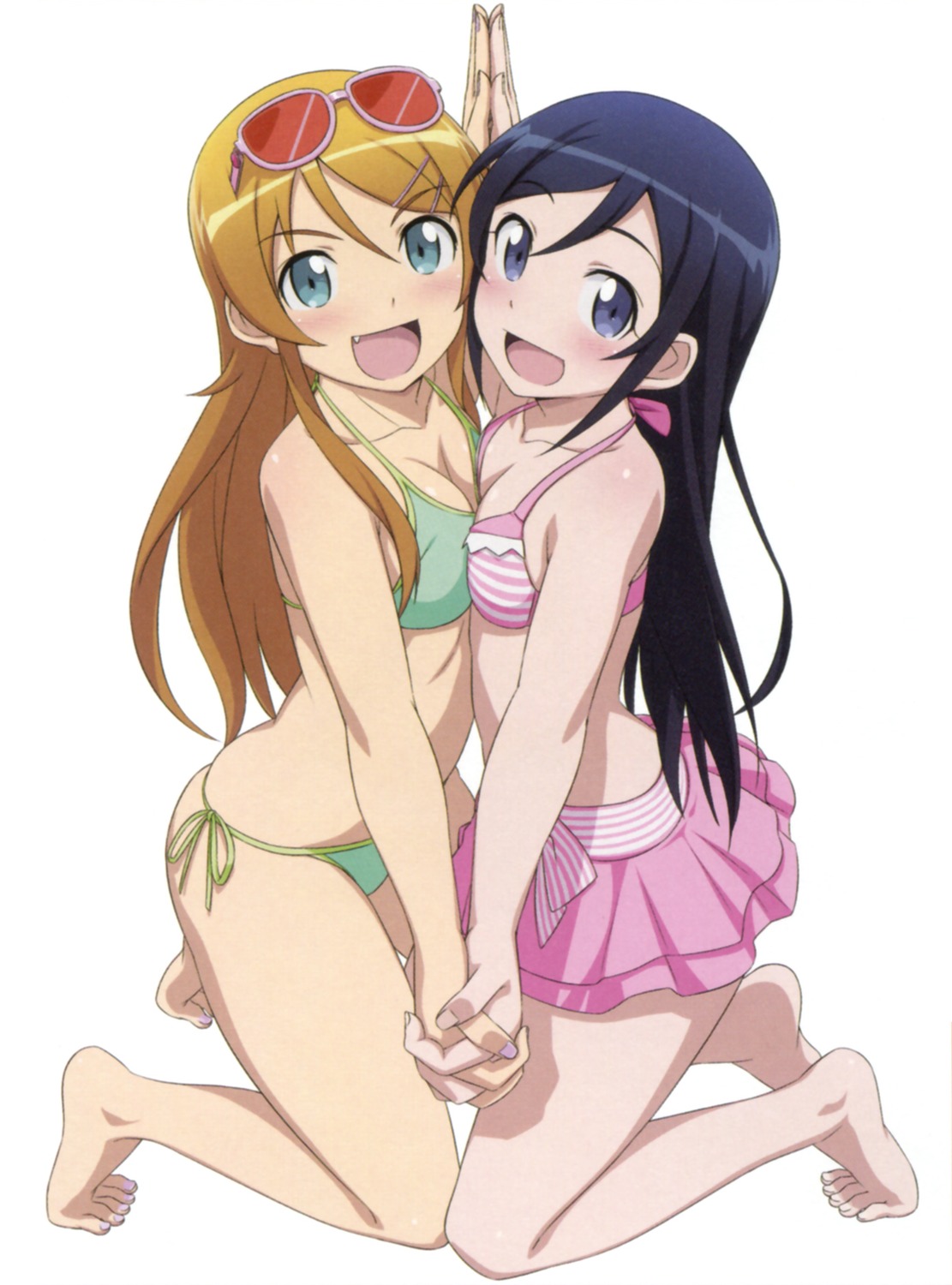 aragaki_ayase, bikini, cleavage, feet, gotou_nozomu, kousaka_kirino, megane, ore_no_imouto_ga_konnani_kawaii_wake_ga_nai, swimsuits, symmetrical_docking