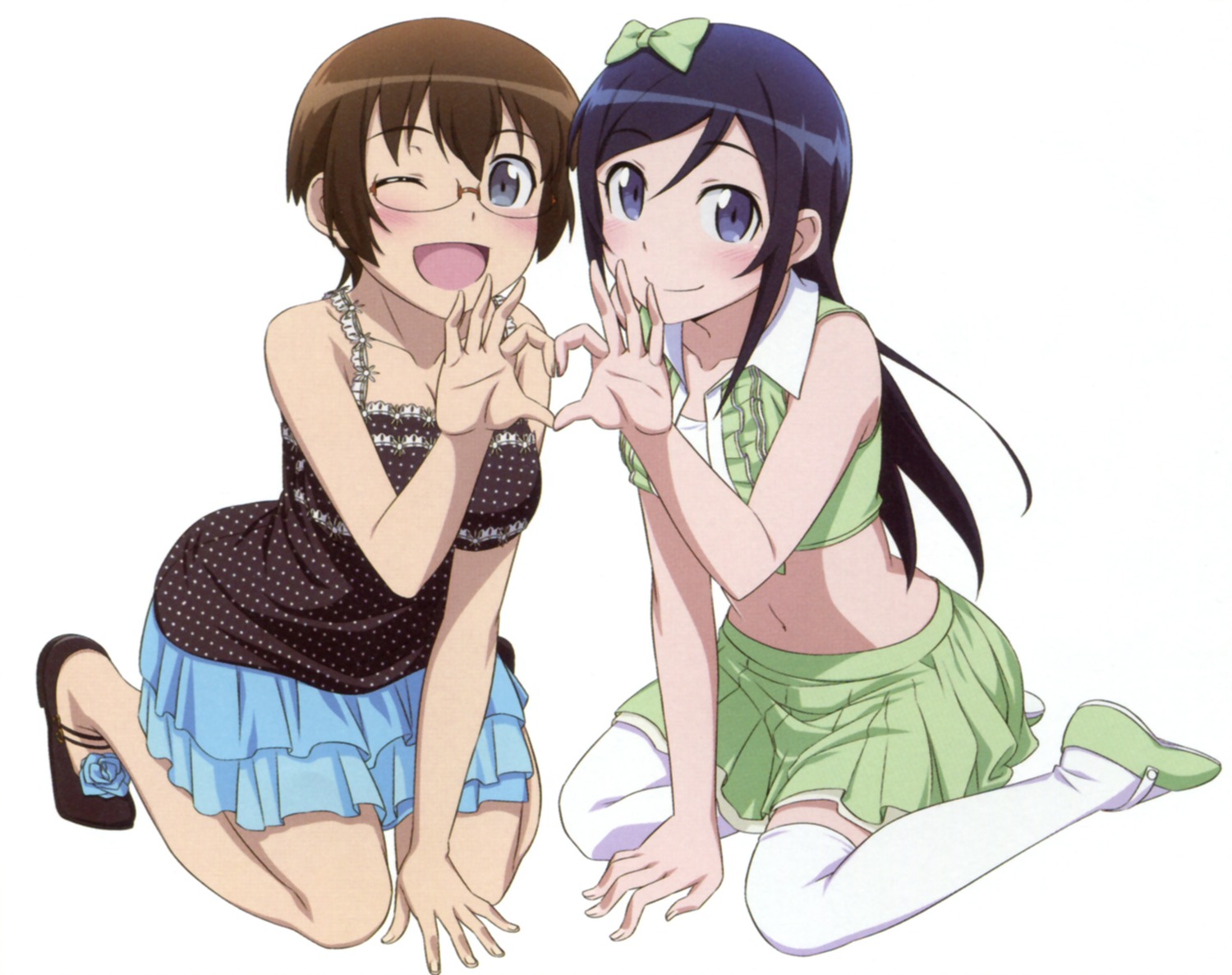 aragaki_ayase, gotou_nozomu, megane, ore_no_imouto_ga_konnani_kawaii_wake_ga_nai, tamura_manami, thighhighs