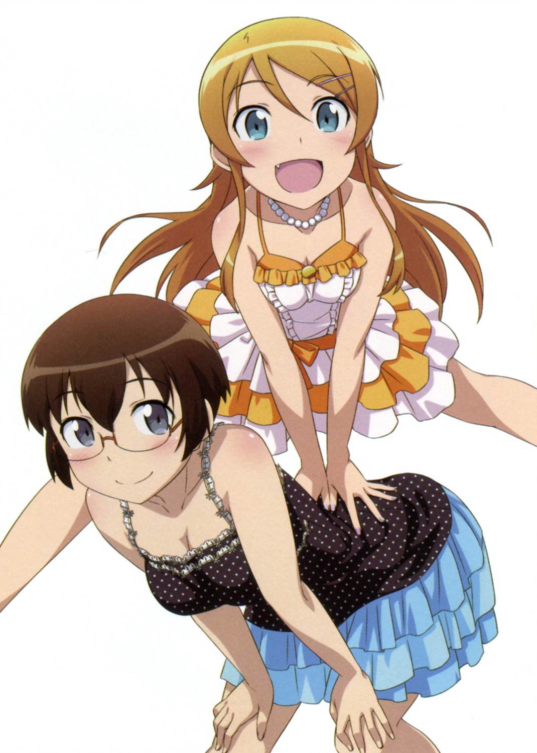 cleavage, dress, gotou_nozomu, kousaka_kirino, megane, ore_no_imouto_ga_konnani_kawaii_wake_ga_nai, tamura_manami