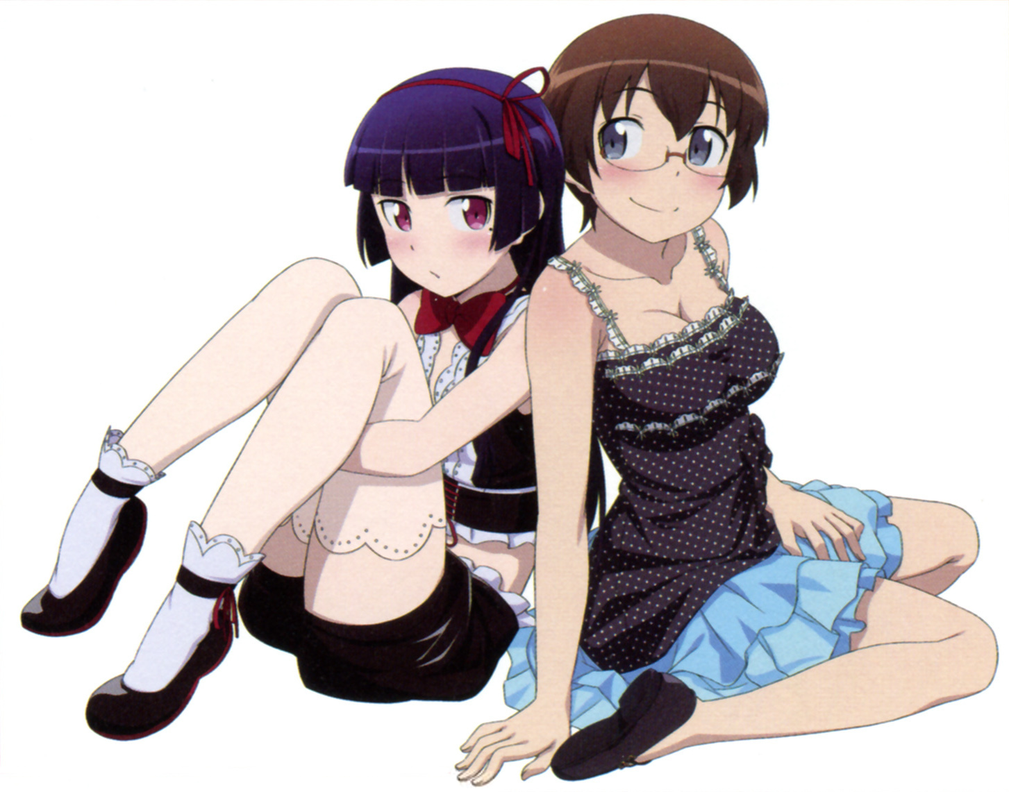 cleavage, gokou_ruri, gotou_nozomu, ore_no_imouto_ga_konnani_kawaii_wake_ga_nai, overfiltered, tamura_manami, thighhighs