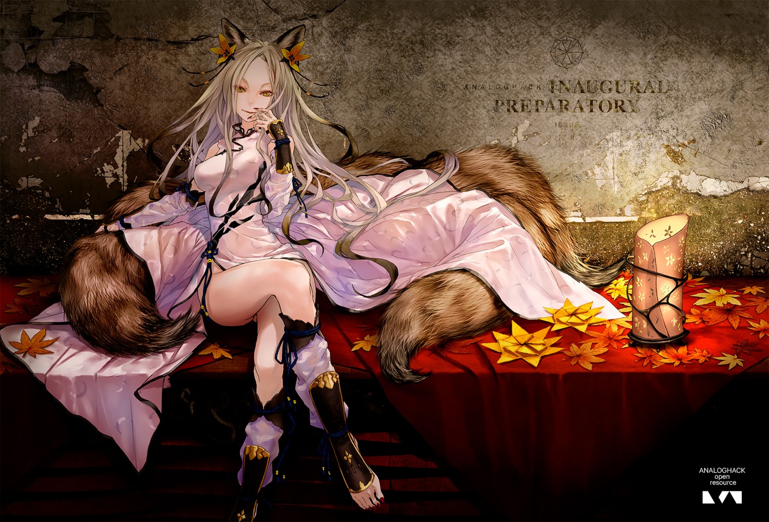 animal_ears, chinadress, kitsune, redjuice, tail
