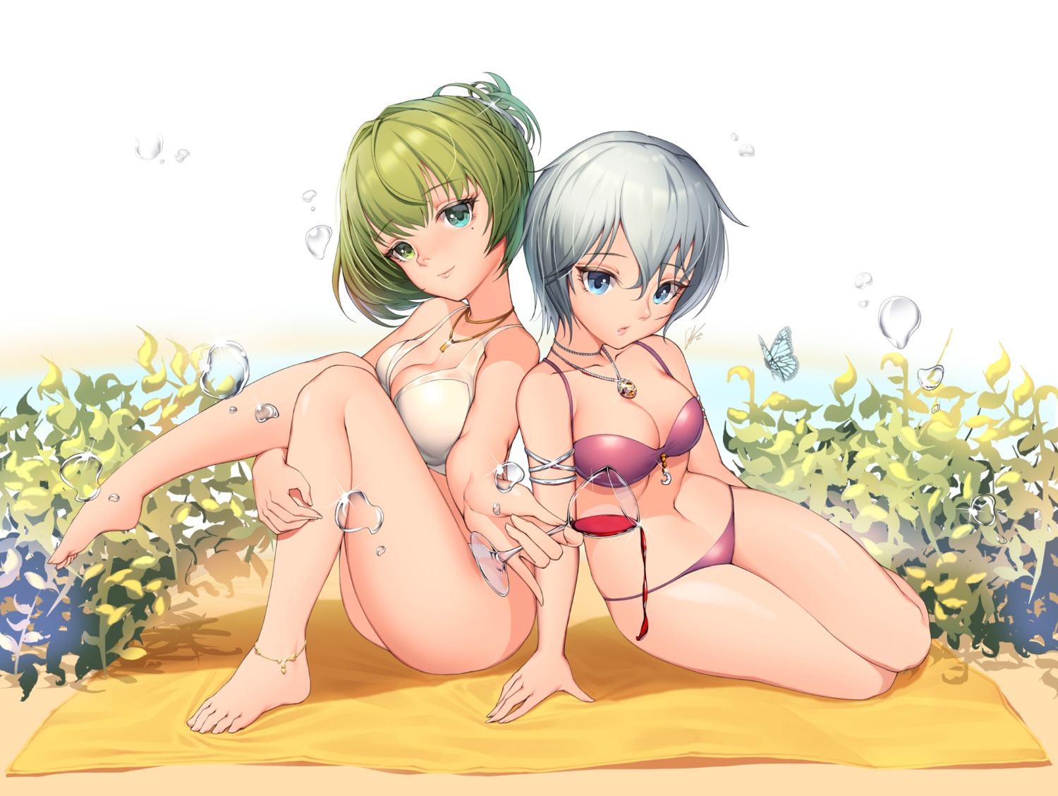 anastasia_(idolm@ster), bikini, cleavage, dk2, heterochromia, swimsuits, takagaki_kaede, the_idolm@ster, the_idolm@ster_cinderella_girls