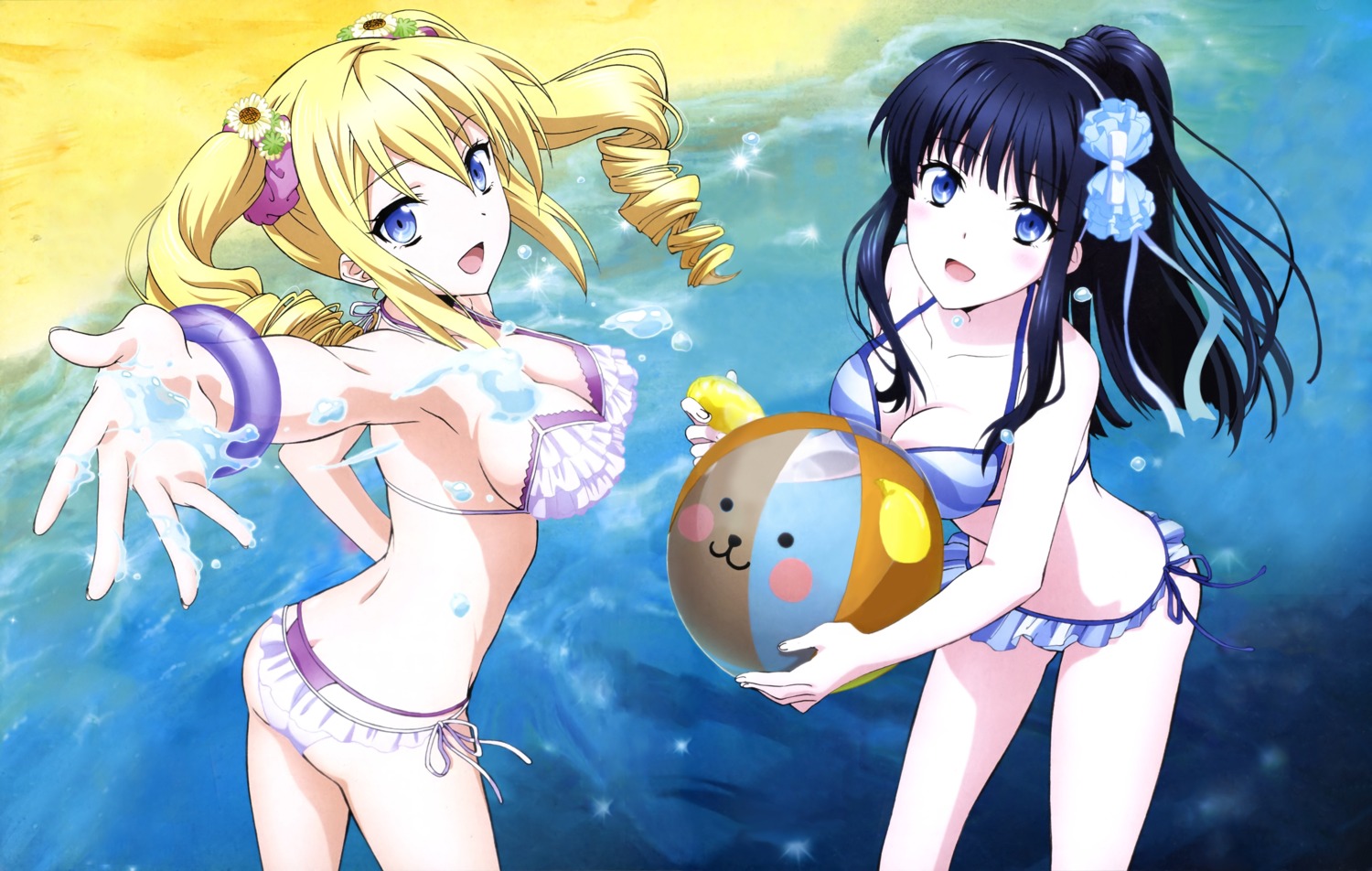 angelina_kudou_shields, ass, bikini, cleavage, detexted, ishii_kaori, mahouka_koukou_no_rettousei, shiba_miyuki, swimsuits