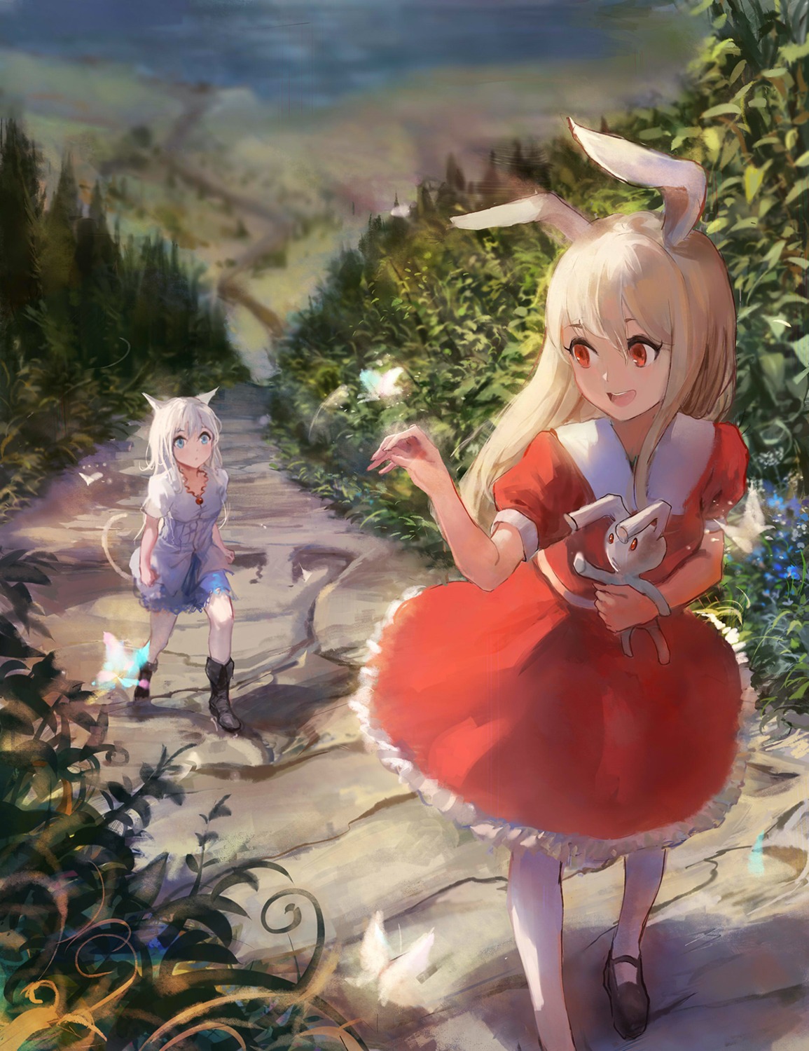 animal_ears, bunny_ears, dress, pixiv_fantasia, pixiv_fantasia_revenge_of_the_darkness, sishenfan, tail