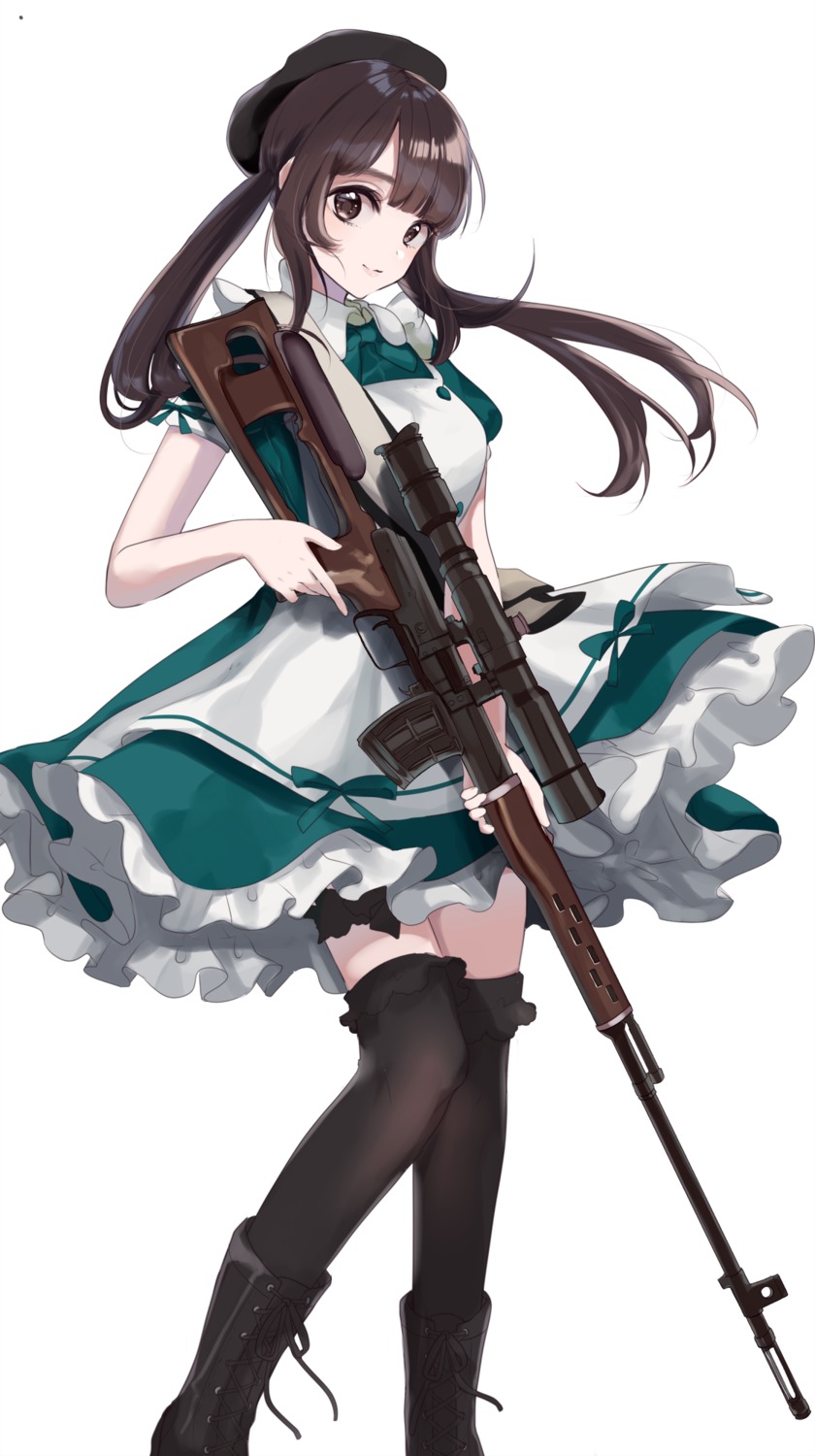 gun, maid, misumi, thighhighs, uesaka_sumire