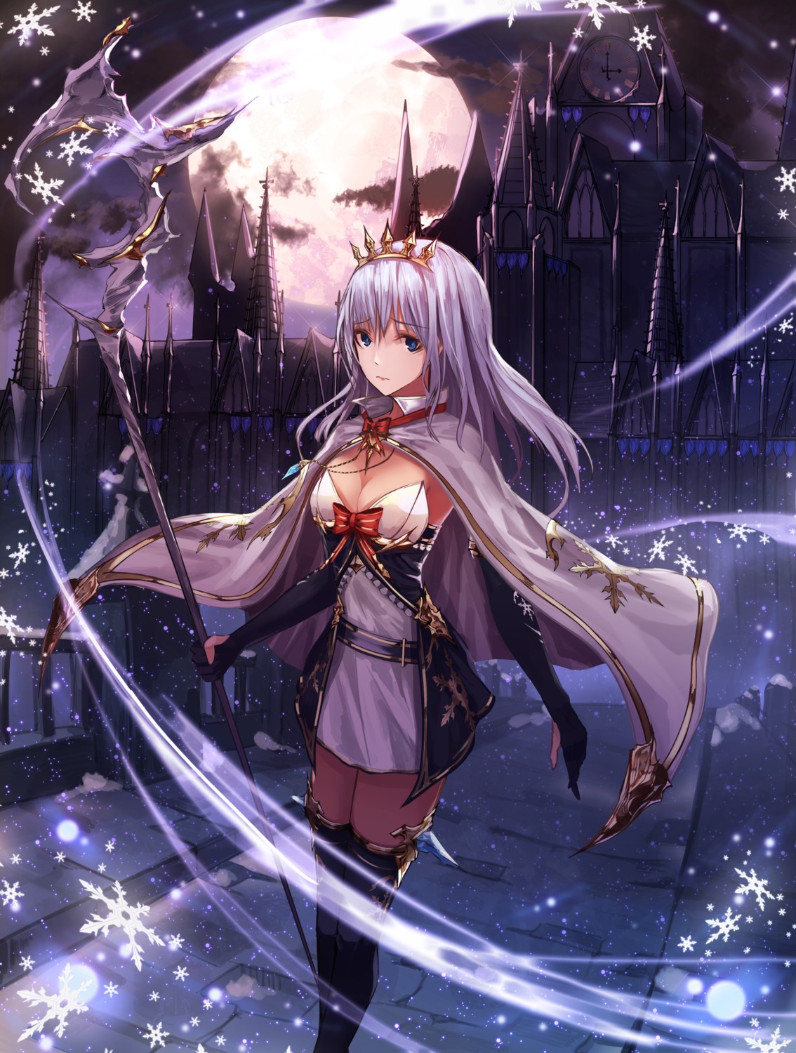 cleavage, dress, see_n, thighhighs, weapon