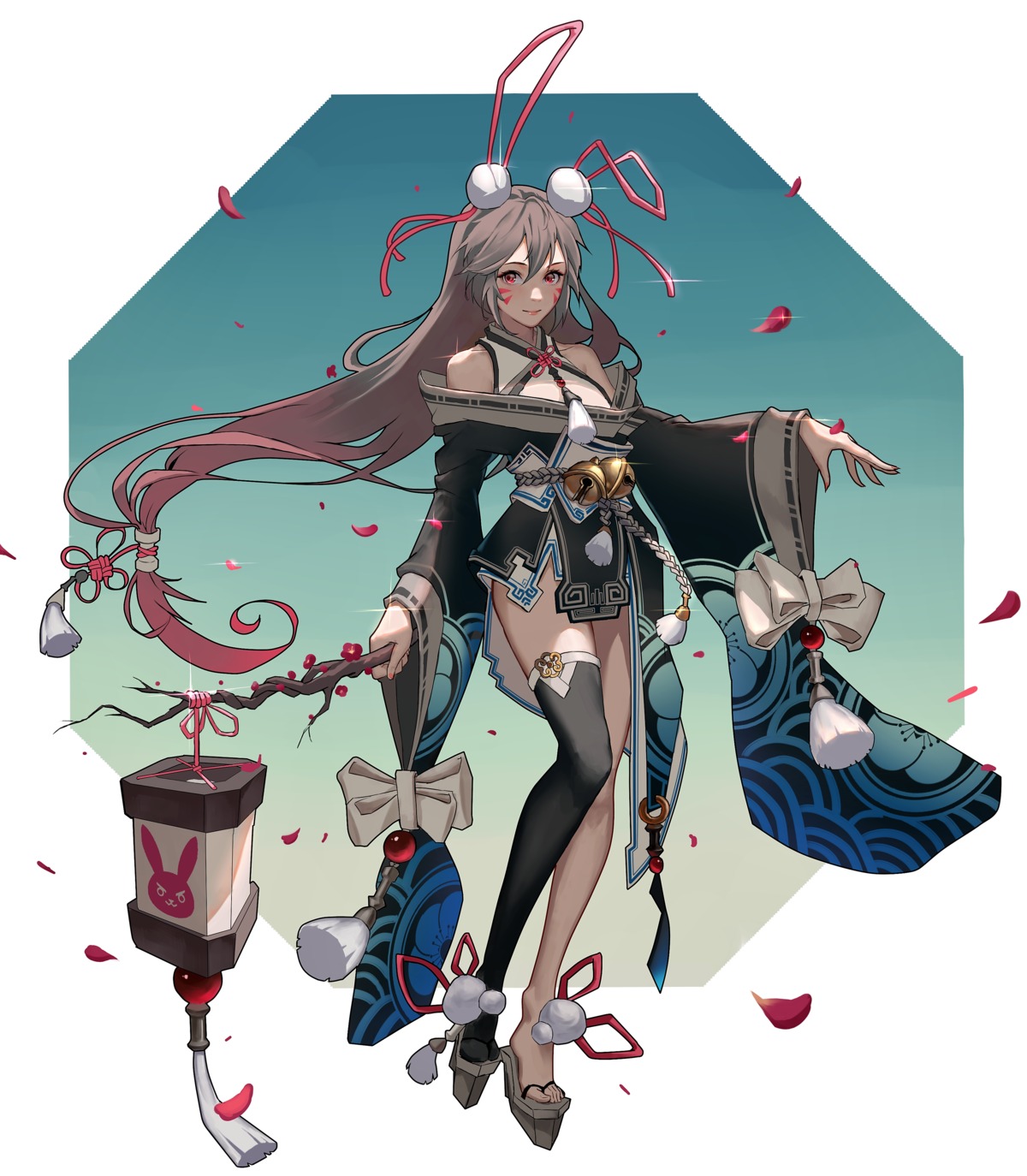 d.va, kimono, overwatch, pauld, thighhighs