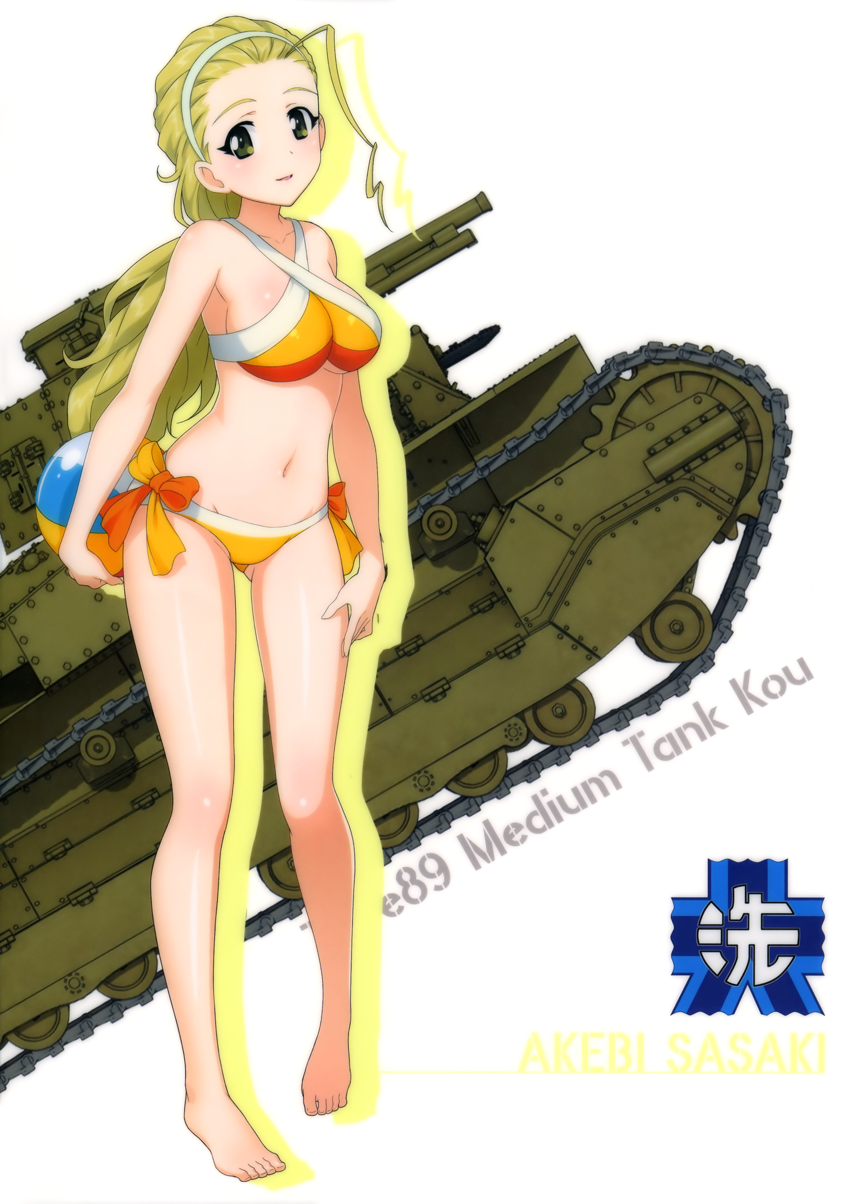 bikini, girls_und_panzer, sasaki_akebi, swimsuits, underboob