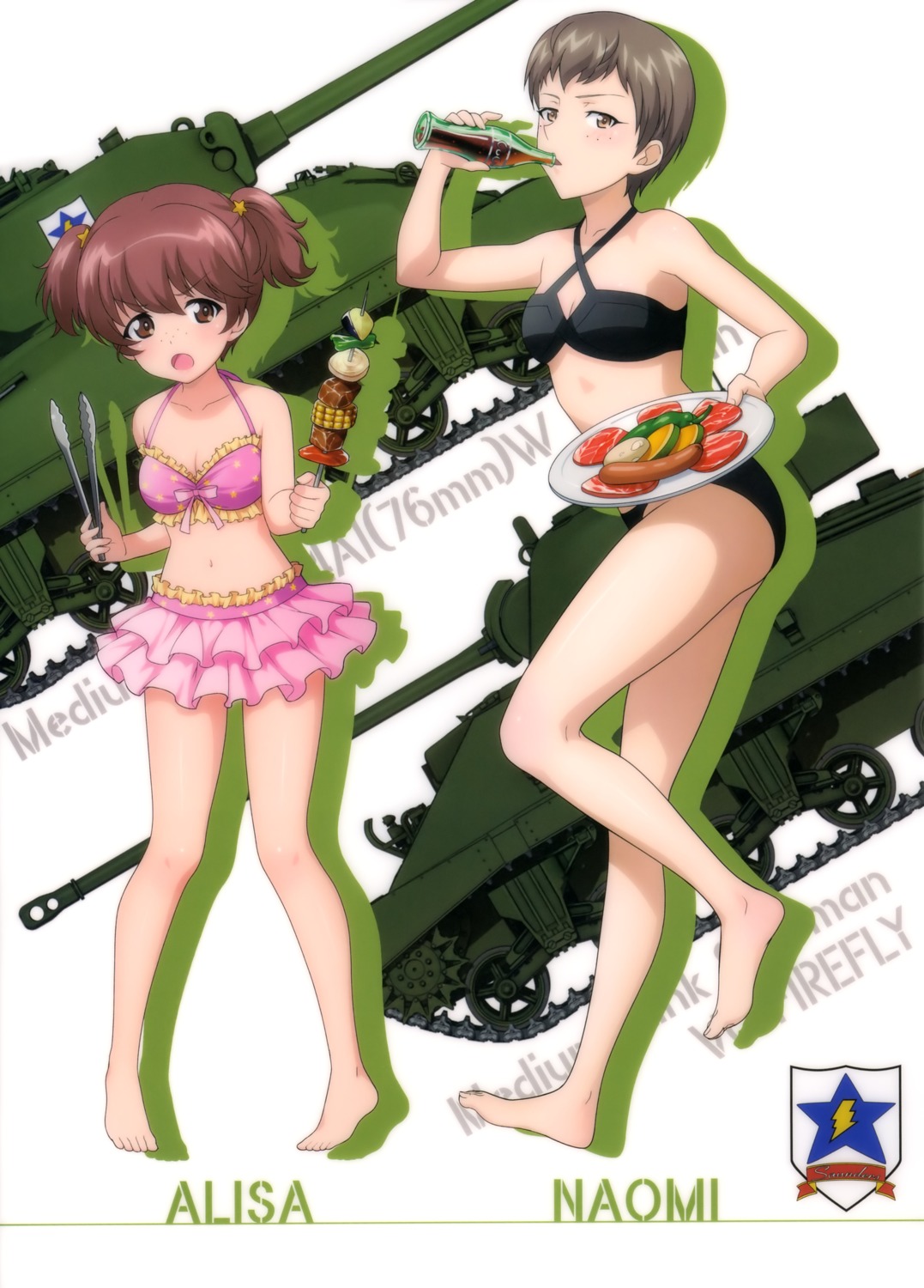 alisa_(girls_und_panzer), bikini, cleavage, girls_und_panzer, naomi_(girls_und_panzer), swimsuits