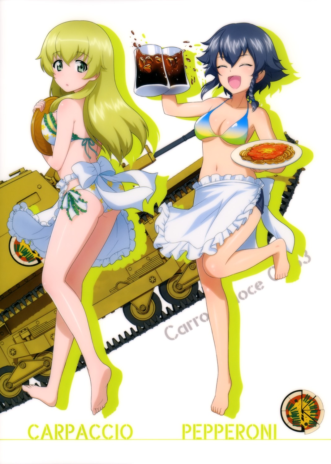 ass, bikini, carpaccio, cleavage, girls_und_panzer, pepperoni, swimsuits, underboob