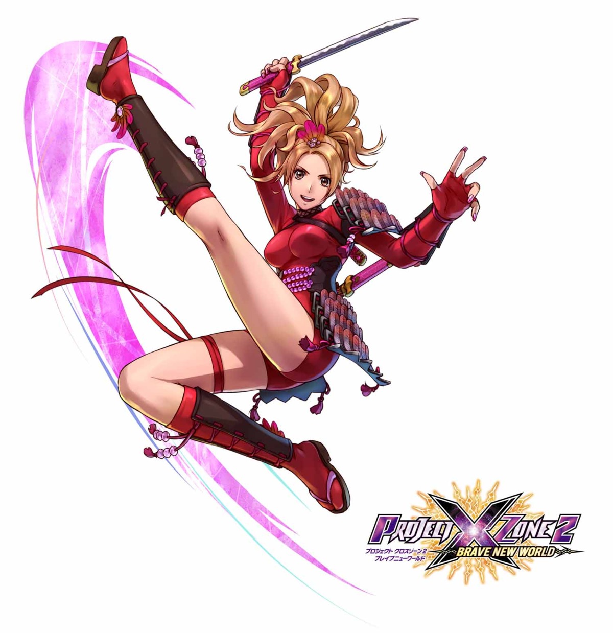 armor, natsu_(soul_calibur), ninja, project_x_zone, soul_calibur, sword
