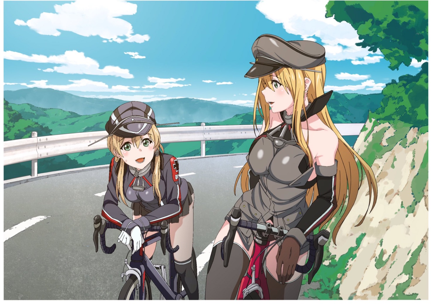 bismarck_(kancolle), kantai_collection, nakamori_koutarou, prinz_eugen_(kancolle), thighhighs, uniform