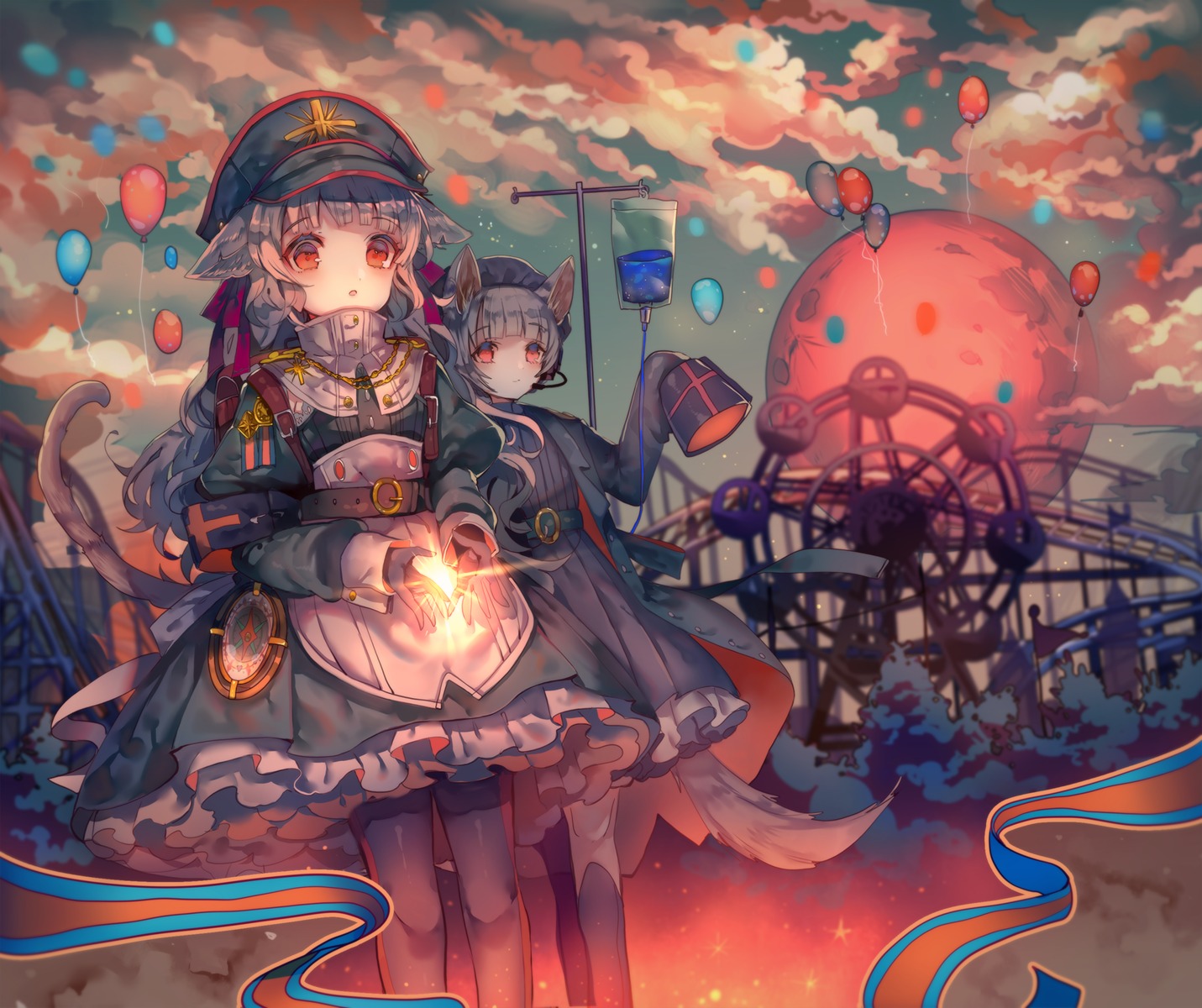animal_ears, cha_goma, dress, pantyhose, tail