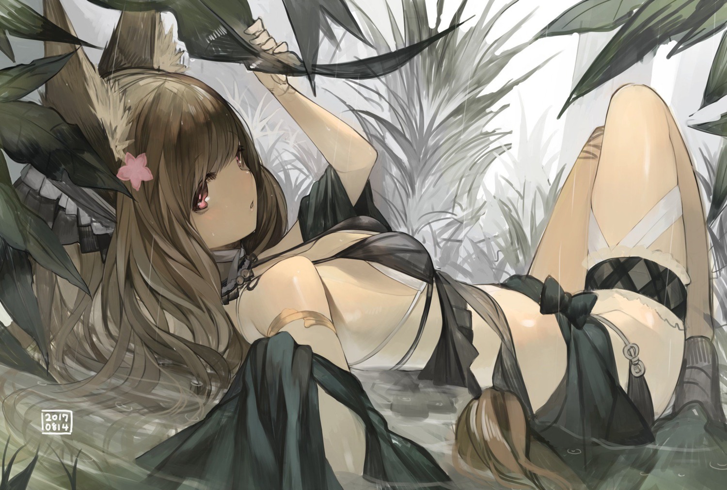 animal_ears, bikini, garter, rayvon, swimsuits, wet