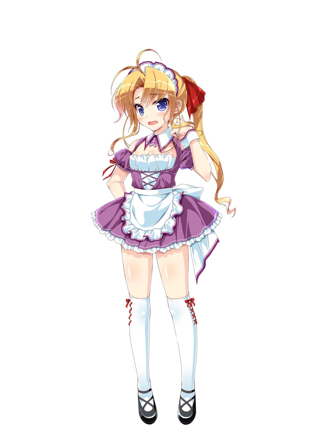cleavage, maid, sasahiro, thighhighs