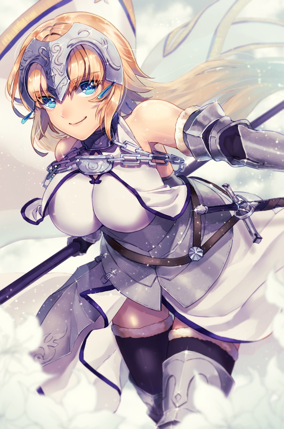 armor, fate/apocrypha, fate/grand_order, fate/stay_night, jeanne_d'arc, jeanne_d'arc_(fate), petaro, sword, thighhighs, weapon