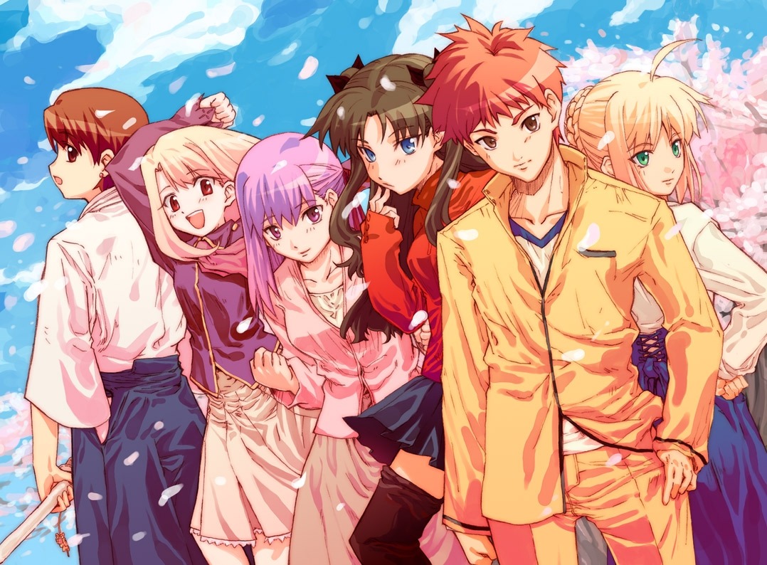 artoria_pendragon_(fate), emiya_shirou, fate/stay_night, fuduki_yoshihiro, fujimura_taiga, illyasviel_von_einzbern, matou_sakura, thighhighs, toosaka_rin