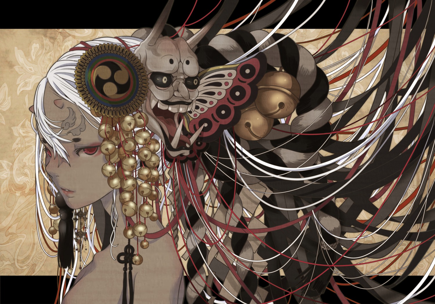 horns, nanahara_shie, tattoo